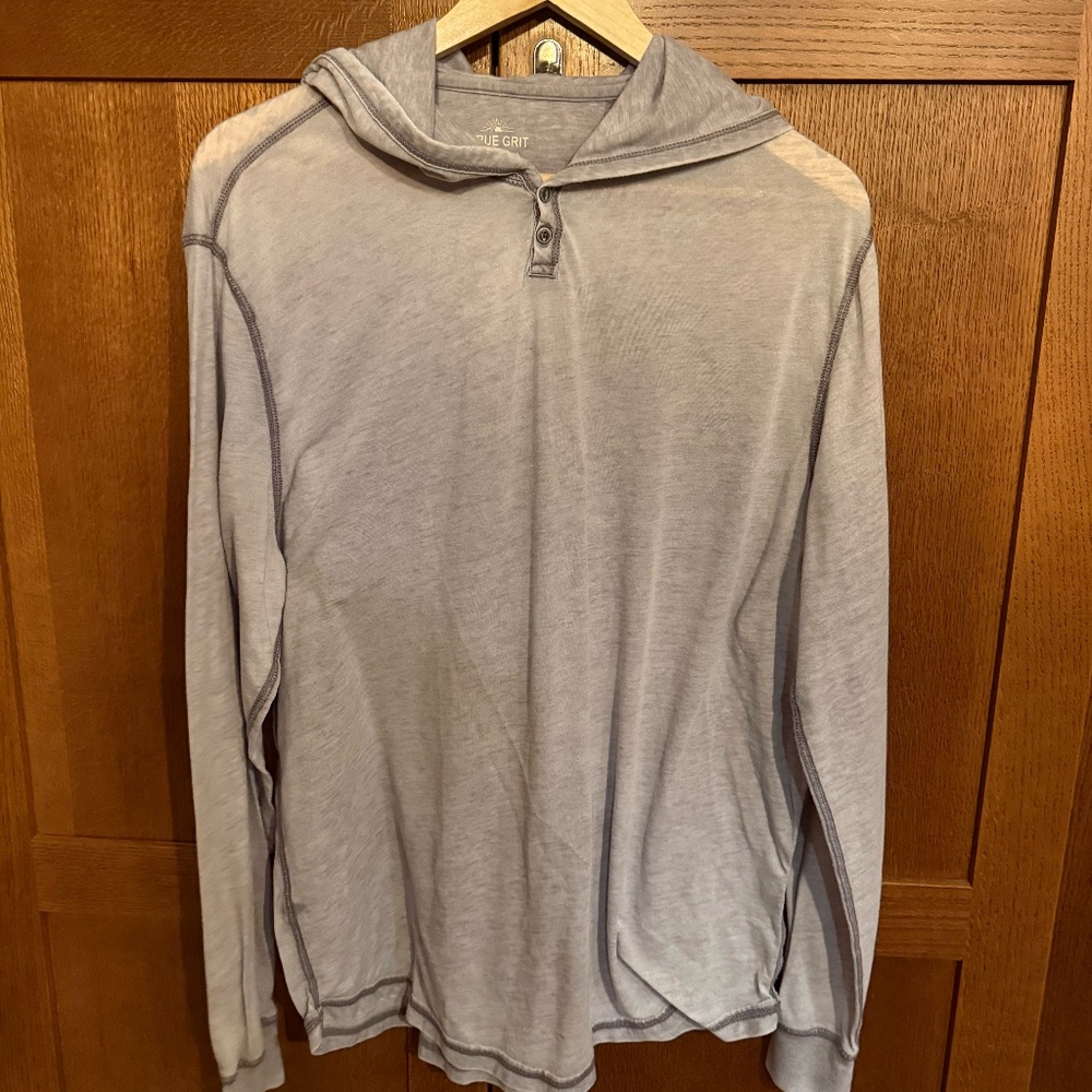 True Grit Hooded Henley Mens Long Sleeve